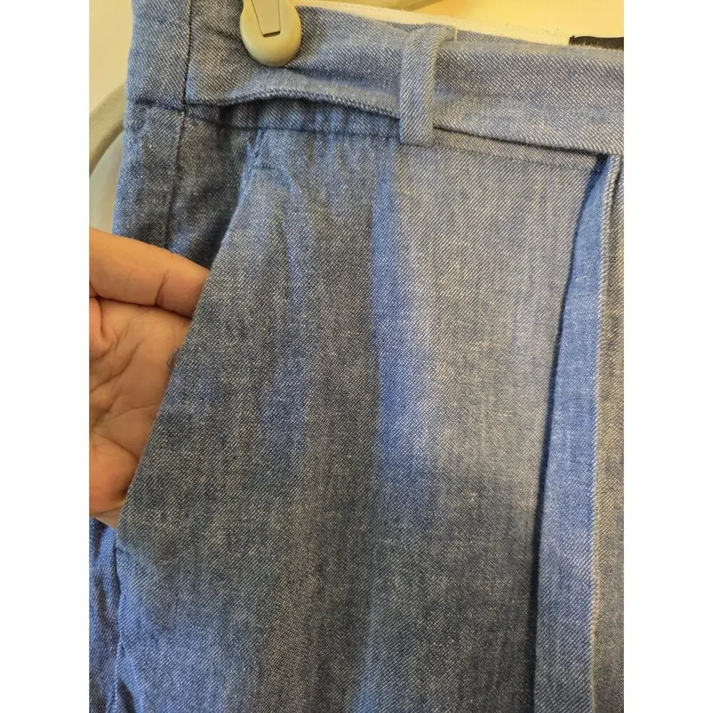 Womens Banana Republic Linen Blend Avery Ankle Pants Sz O Attached Tie Belt